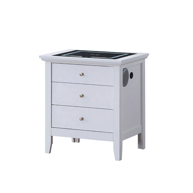 Table de chevet 3 tiroirs blanche