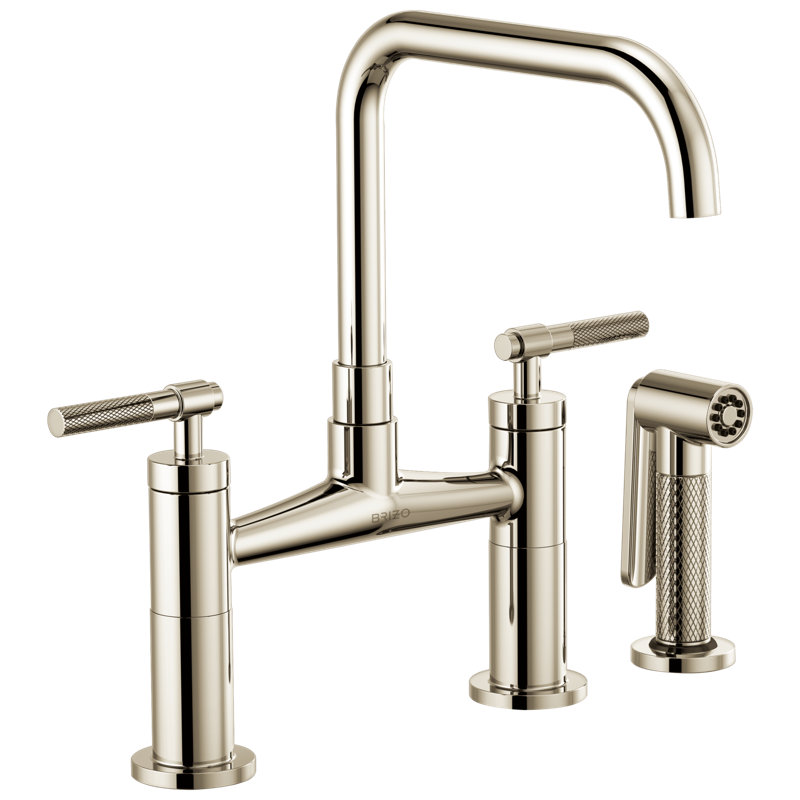 Litze® Bridge Faucet with Side Sprayer, Polished Nickel