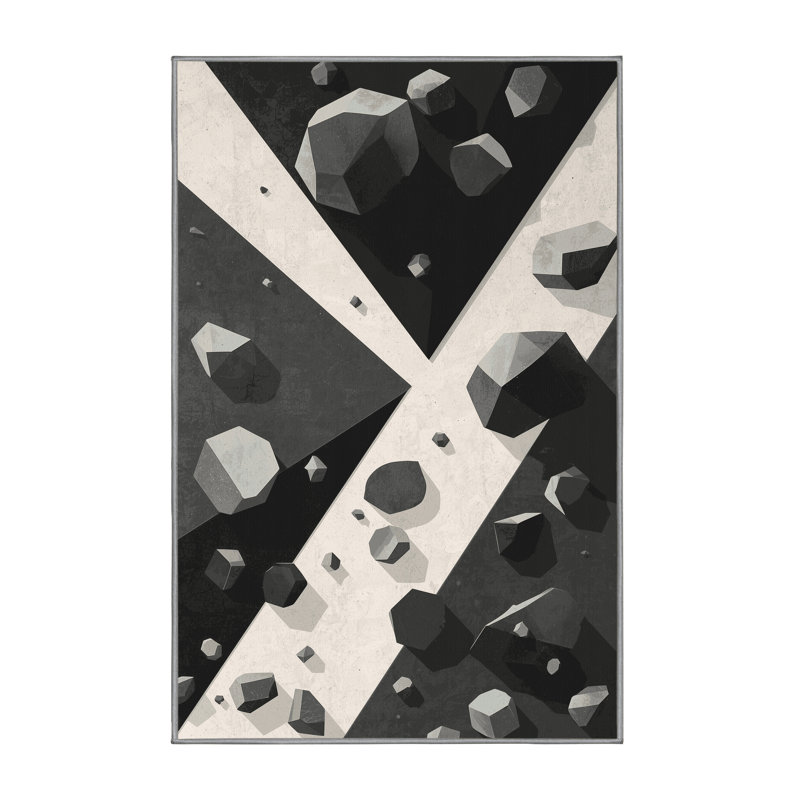 Tapis géométrique moderne lavable à la machine gris Medford Bouldering, 5 x 7