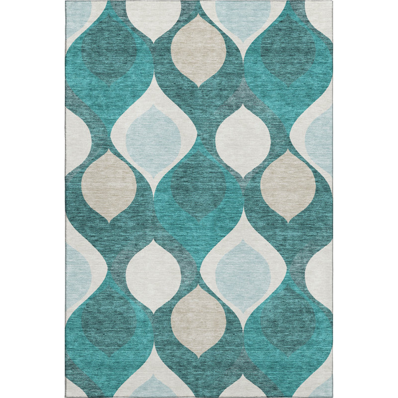 Premium Machine Washable Lisse Teal Rug, Rectangle 8' x 10'