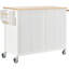 Chariot pour îlot de cuisine avec plateau en bois massif et roues verrouillables, largeur de 54,3 pouces, armoire à 4 portes et deux tiroirs, support à épices, porte-serviettes (blanc)-1517208898