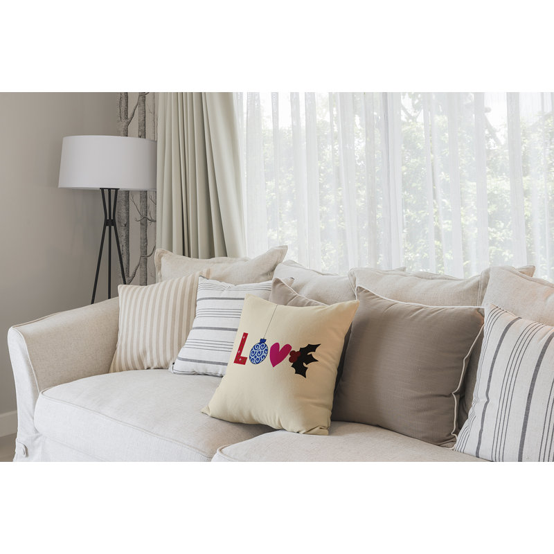 Housse de coussin carrée à imprimé « Love », H 26 po x l 26 po