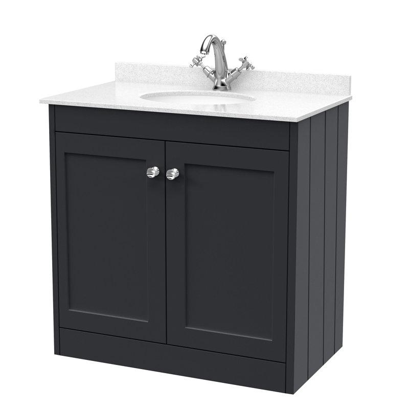 Ashwick Bathroom Vanity, Soft Black, 820 cm, White