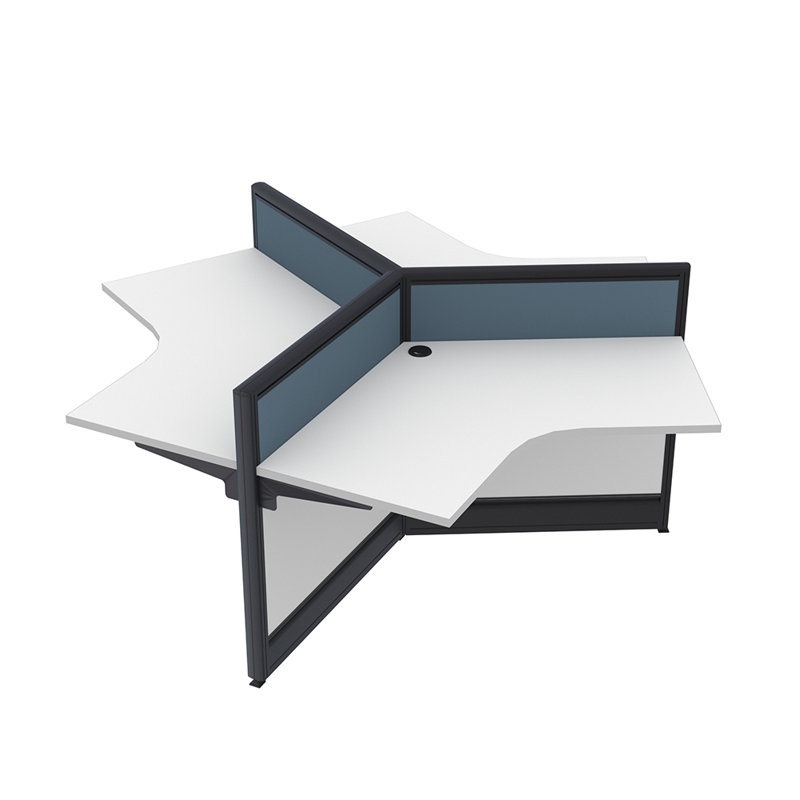 Emerald Cubicles 3 Pack 120 Degree Small Powered Workstations Library Study Desk Cubicles 3x3x39"H, White