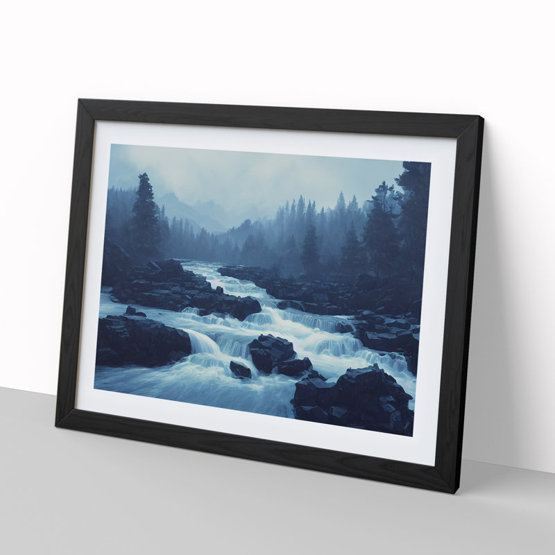 XH1022-10154X Wild Forest Stream 1 Piece Single Picture Frame Wall Art, 25cm H x 34cm W x 2cm D, Black