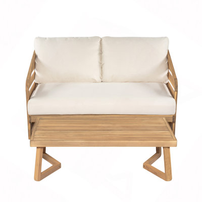 Ensemble de causeuse et table basse en bois d'acacia royal