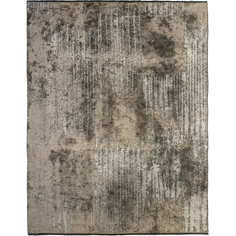 Tapis brun en coton à motif abstrait Rapture, Rectangle 7 pi 10 po x 9 pi 10 po
