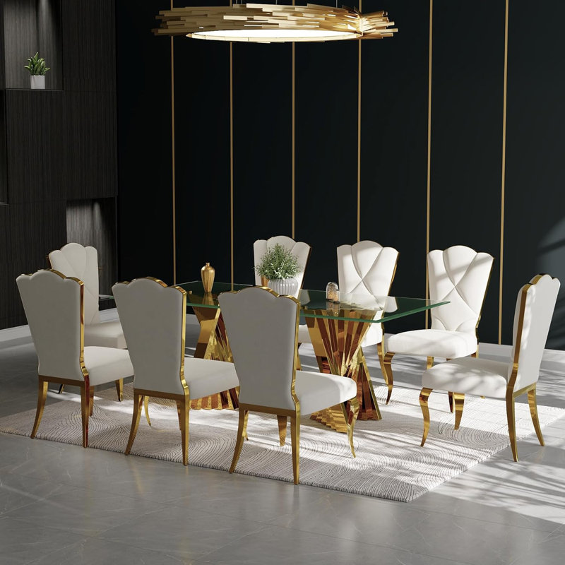 White And Gold Velvet Dining Chairs Set Of 6