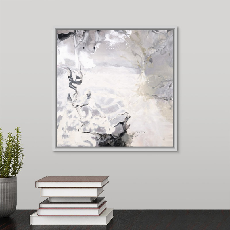« tone on tone », peinture sur toile, Cadre flottant blanc, H 13,7 po x l 13,7 po x P 1,75 po