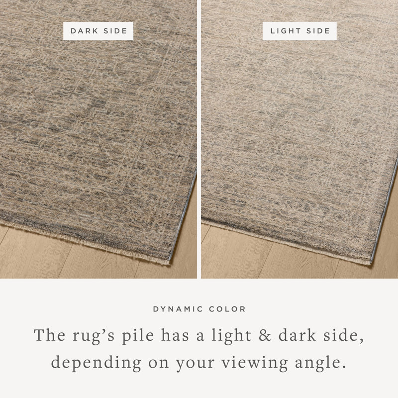 Tapis ardoise / naturel Bungalow Rose Allysan, Tapis de couloir 2 pi 7 po x 10 pi