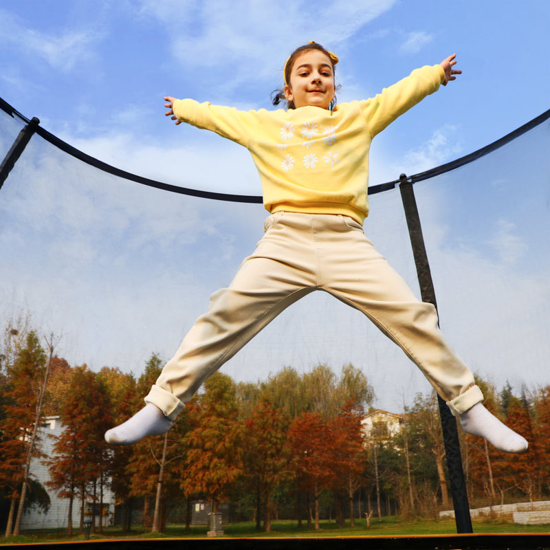 Songmics 93cm Round Backyard Trampoline with Safety Enclosure, Orange