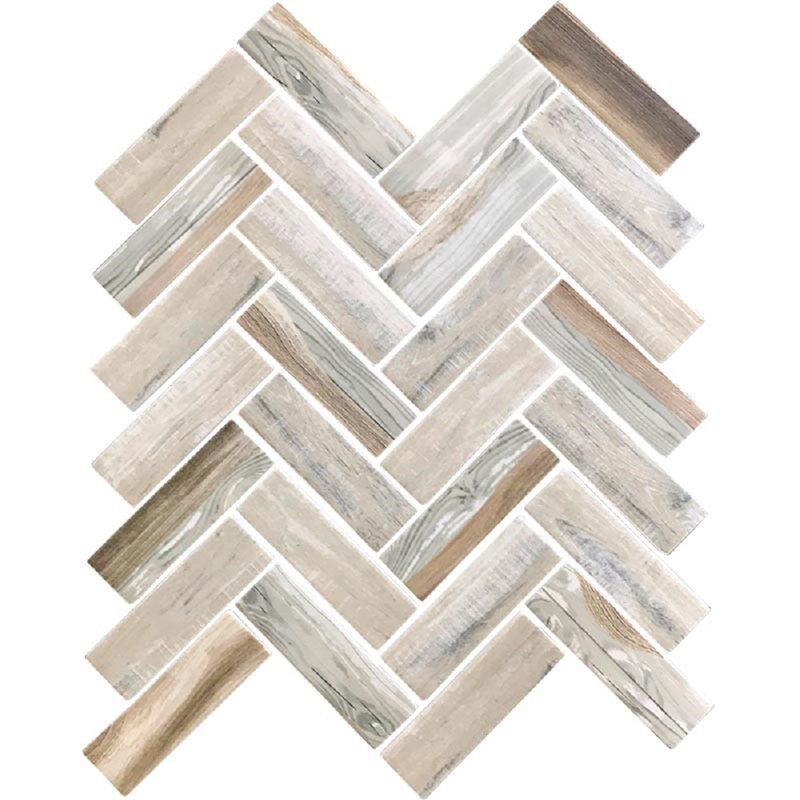 1.2" x 3.9" Glass Mosaic Wall & Floor Tile, Light Beige