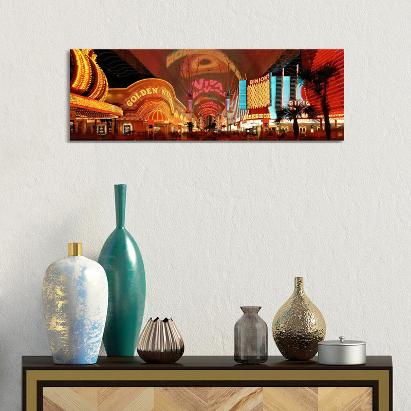 Fremont Street Experience Las Vegas NV USA by Panoramic Images - Wrapped Canvas Panoramic Print