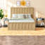 Lit Queen avec rangement hydraulique, plateforme en MDF imitation chêne, style moderne du milieu du siècle-1951723815