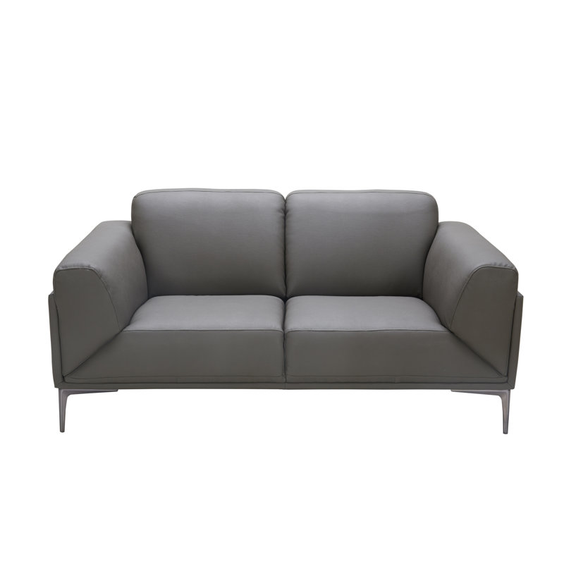 Aadhya 68" Faux Leather Square Arm Loveseat, Gray Faux Leather