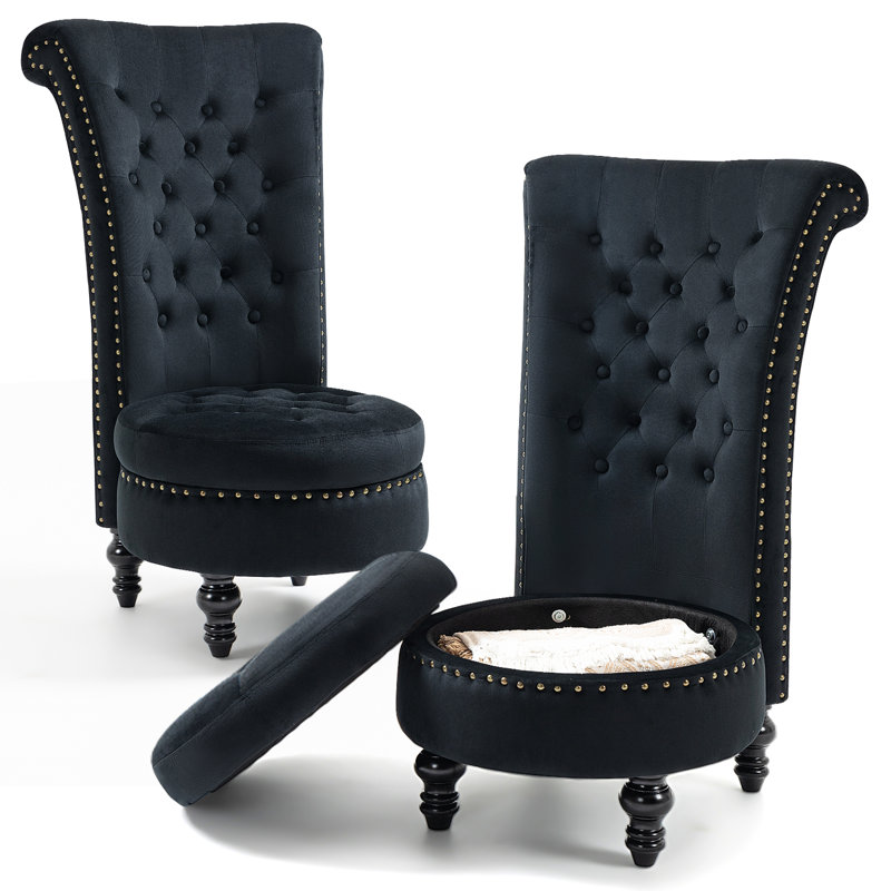 Jaivin Upholstered Accent Chair, Black Velvet