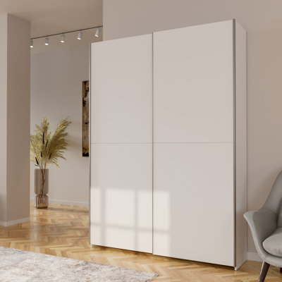 Modern sliding door wardrobe, 2-doors, space-saving, engineered wood, white