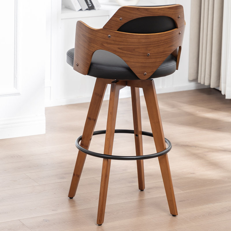 Swivel Upholstered Counter Stool, Counter Stool (26.77" Seat Height), Black