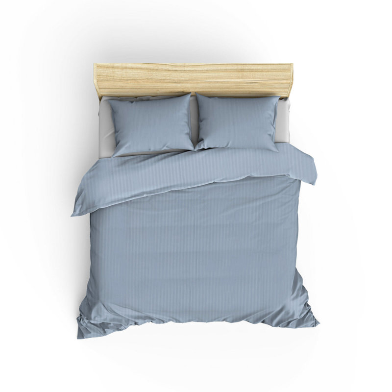 Ensemble de housse de couette 100% coton Burie, Housse de couette 94 po x 87 po + 2 taies d'oreill, Bleu