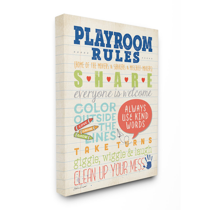 «Bucktown Playroom Rules», art sur toile, H 40 po x l 30 po x P 1,5 po