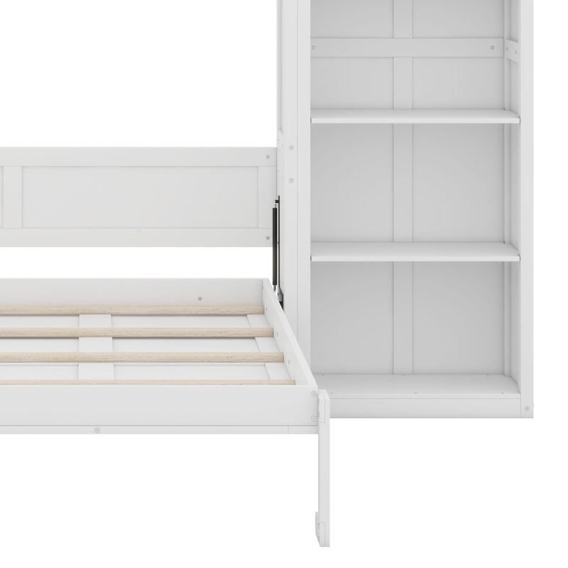 Lit escamotable avec tablettes Murphy, Blanc
