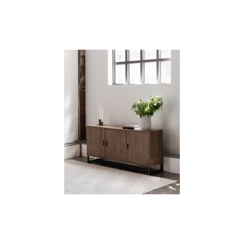 Lopez 68" Wide Pine Wood Sideboard, Black