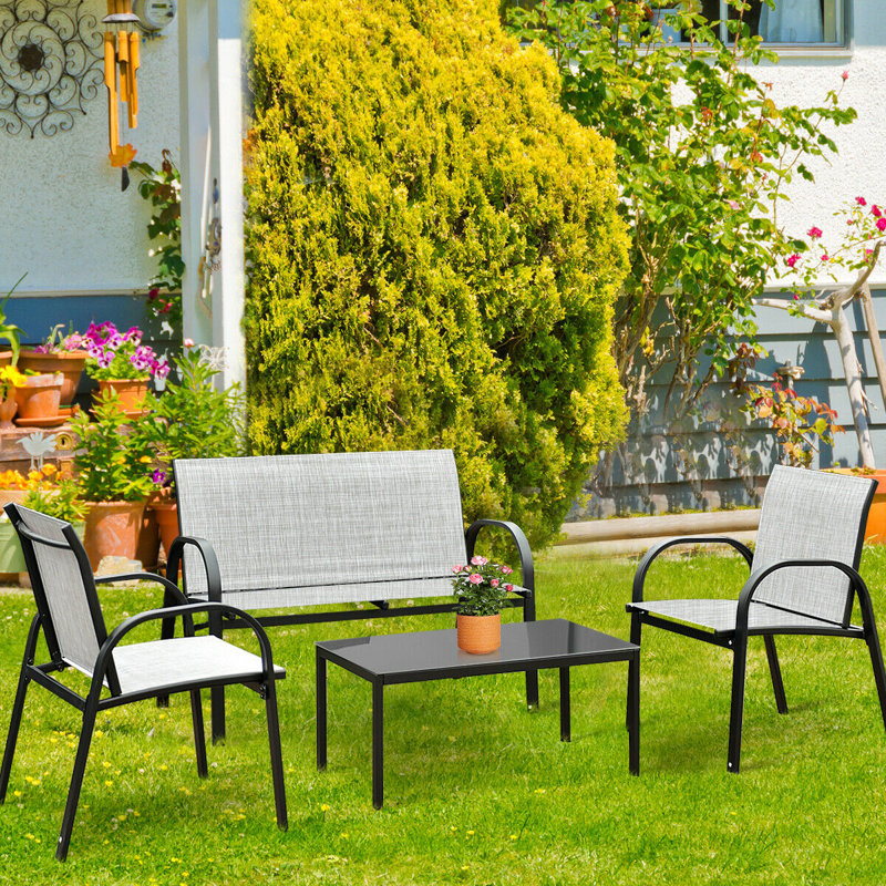Krick Metal 4 - Person Seating Group, Deck Grey