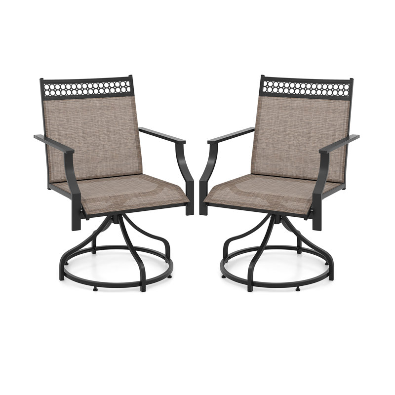 Chaises de salle à manger pivotantes à 360 ° en métal robuste avec tissu à séchage rapide, Brun