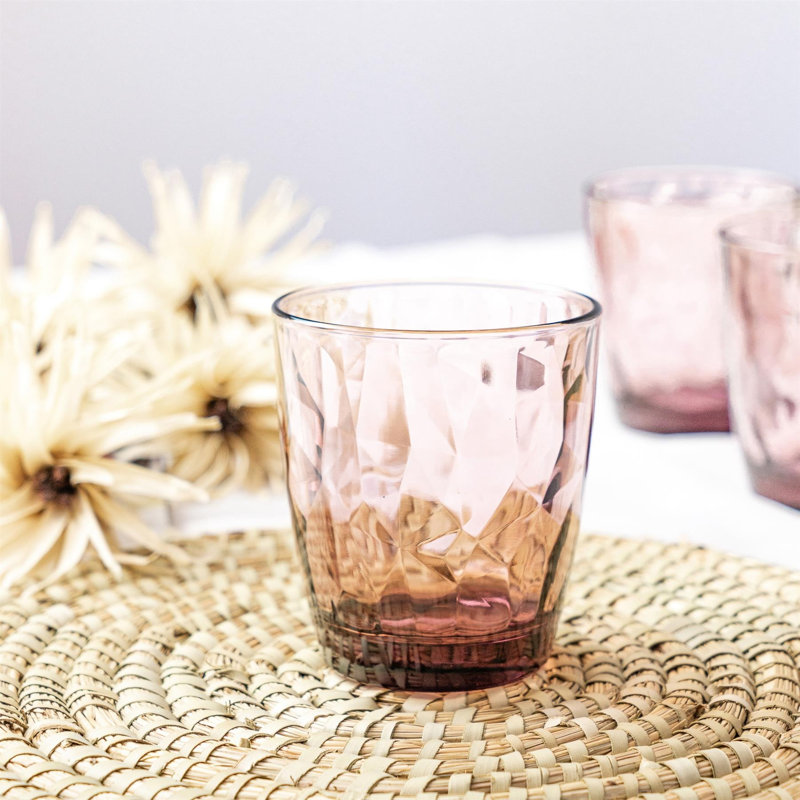 Diamond Water Glasses, Pink, 6