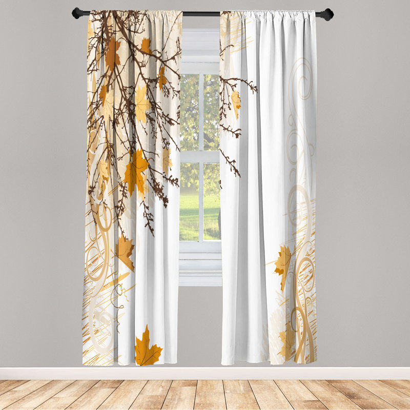 Paire de rideaux 28 po Ebern Designs, Jaune terre, L 28 po x L 63 po