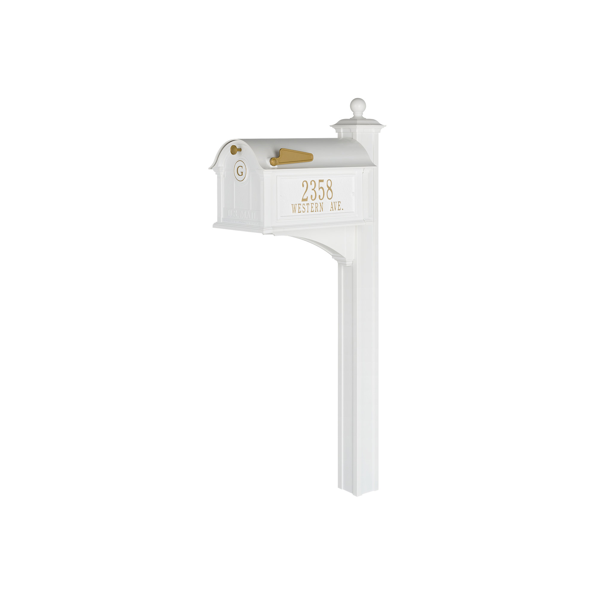 Balmoral Post Mounted Mailbox, White, Yes