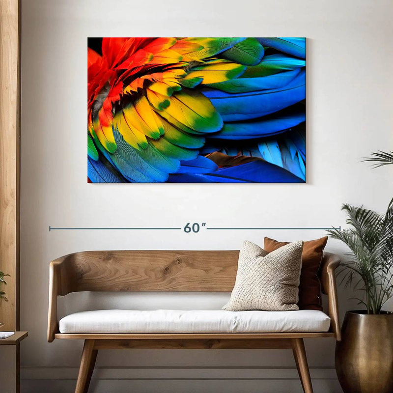 Brampt Rainbow Feathered Macaw, 30" H x 45" W