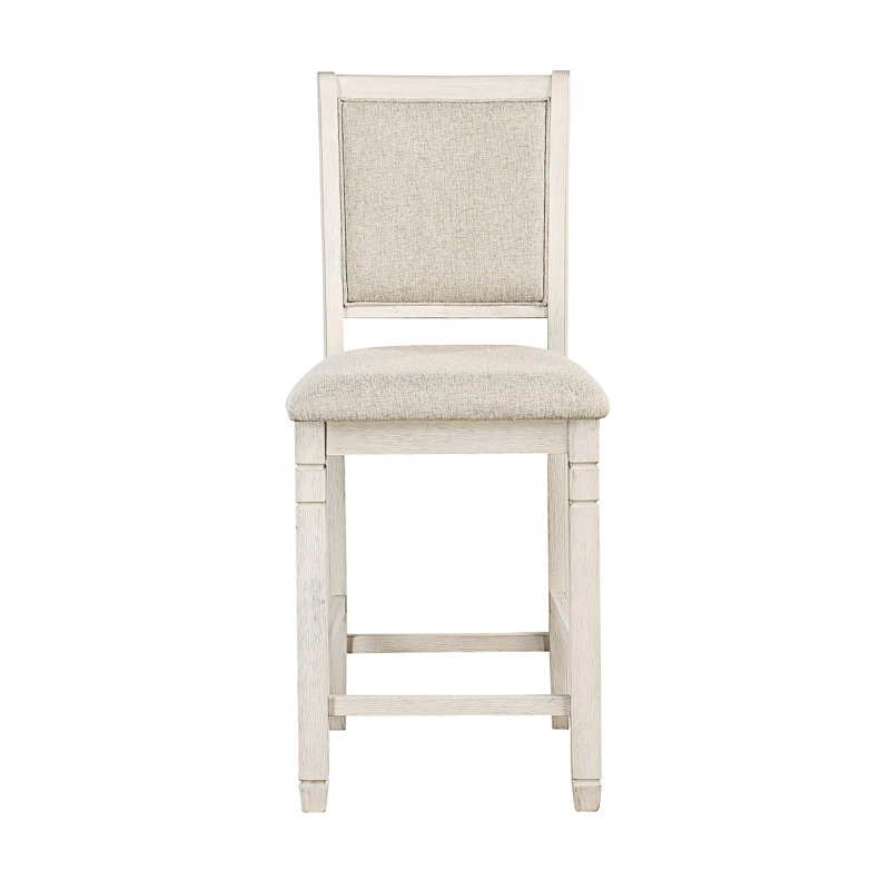 2Pcs Counter Height Chairs, Upholstered Dining Chairs, Antique White