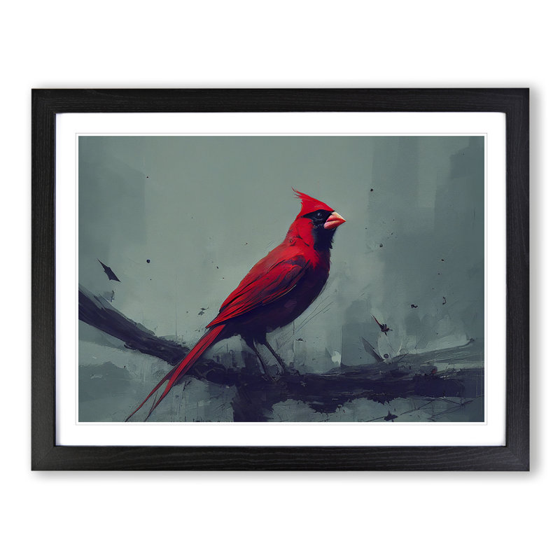 Cardinal Bird Vol.4 - Single Picture Frame Print, Black Framed, 46cm H x 64cm W x 2cm D