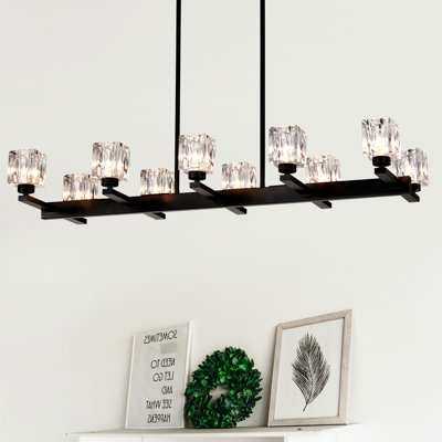 10 - Pour bar - Luminaire suspendu en cristal noir à hauteur réglable G9 10 x G9 * Max 40W, design moderne, salle à manger au fini mat avec différents plafonds de style luxueux,