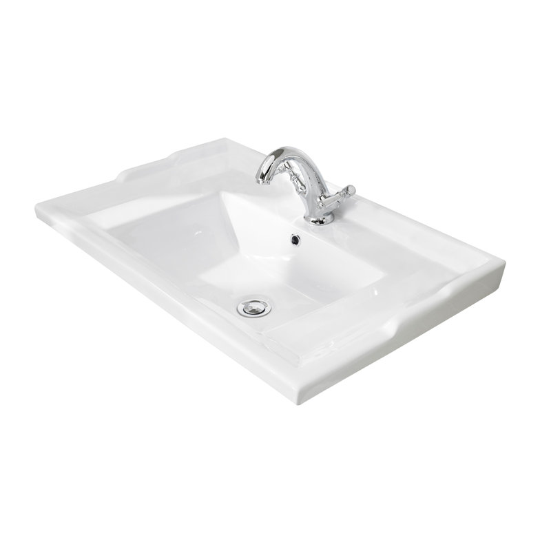 Nuie 620mm L x 460mm W White Ceramic Rectangular Sink with Overflow