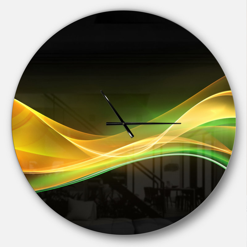 Horloge murale 3D or et vert 3D, Surdimensionné