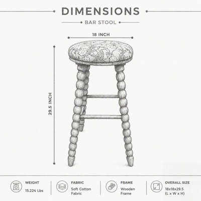 Spindle Upholstered Bar Stool with Solid Acacia Wood Frame, Combining Classic Design and Modern Comfort for Elegant Seating