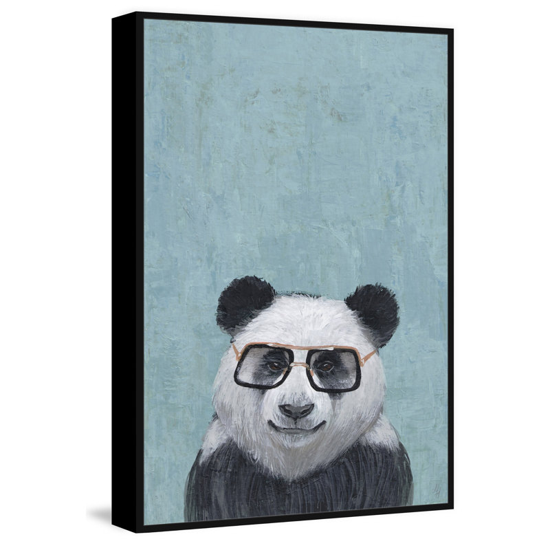 «Studious Panda», reproduction d'art, H 18 po x l 12 po x P 1,5 po, Cadre noir