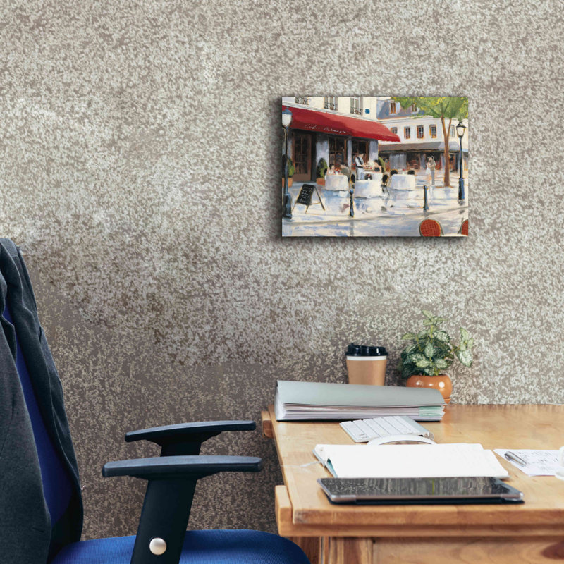 «Yosalin Relaxing At The Cafe I on Canvas» par James Wiens, reproduction, H 12 po x l 16 po x P 0,75 po