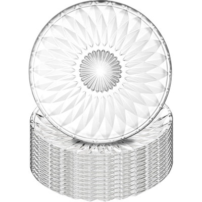 12-piece crystal glass salad plates, 8-inch round clear dessert plates for fruits, snacks