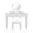 Modern Luxury Dressing Table With Round Mirror, Adjustable Height, 4 Drawers And Stool – Silver Finish