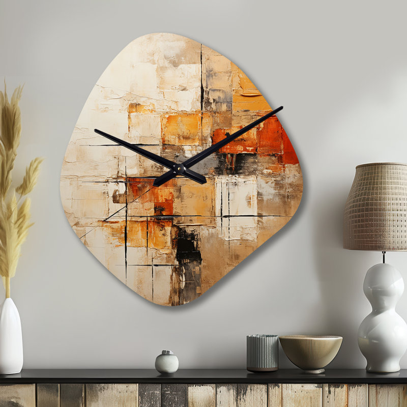 Jaune jaune, orange abstrait, impressions fractales - horloge asymétrique, Petit