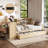 Twin Size Corner Bed Frame With Bookcase And 2 Underbed Storage Drawers, Modern Bed With Desk And Charging Station, Platform Daybed For Kids & Teens,natural-1065125084