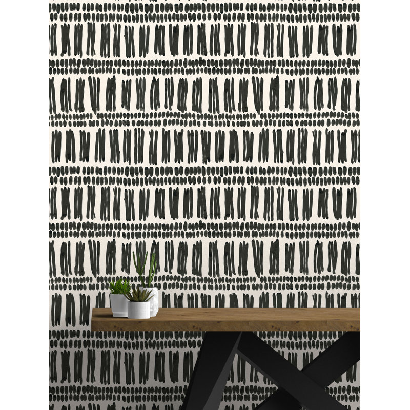 Orlo Abstract Wallpaper by Susan Hable, Cream/Black