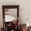 Coiffeuse de maquillage classique avec miroir rabattable et 2 tiroirs, bureau de maquillage avec espace de rangement caché-1399625419