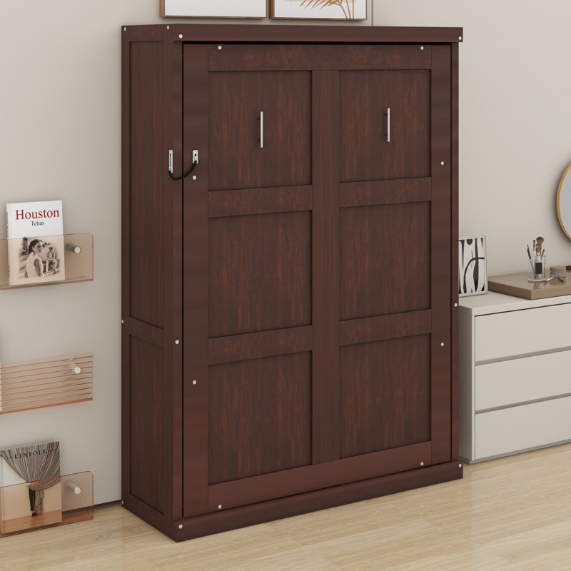 Lit escamotable escamotable dans une armoire Murphy, Twin, Espresso