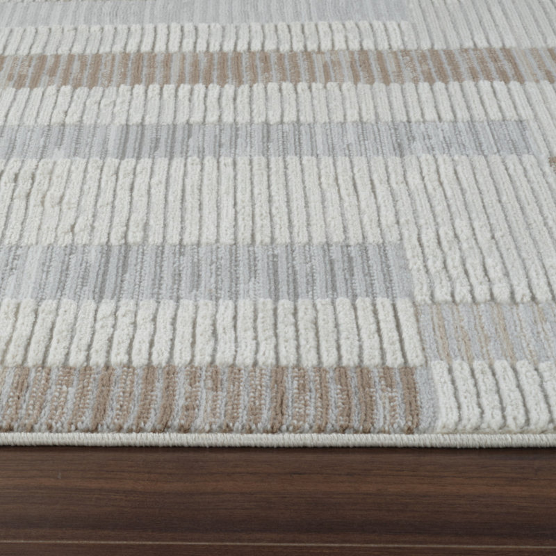 Tapis abstrait délavé beige et brun 4 pi x 6 pi
