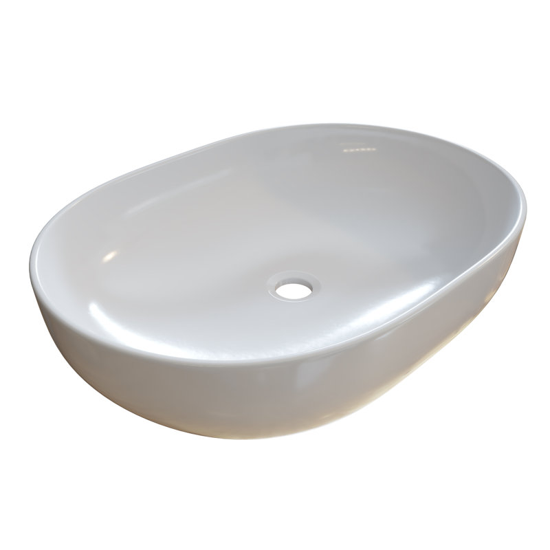 Ceramic Oval Vessel Bathroom Sink, White
