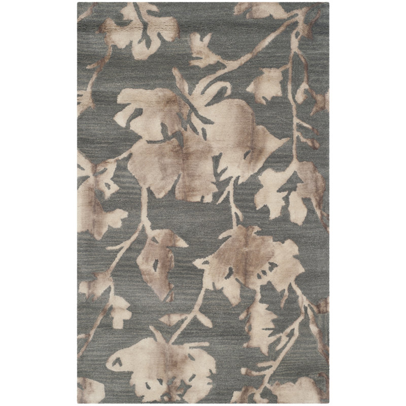 Coleman Handmade Wool Grey/Beige Area Rug, Rectangle 9' x 12'